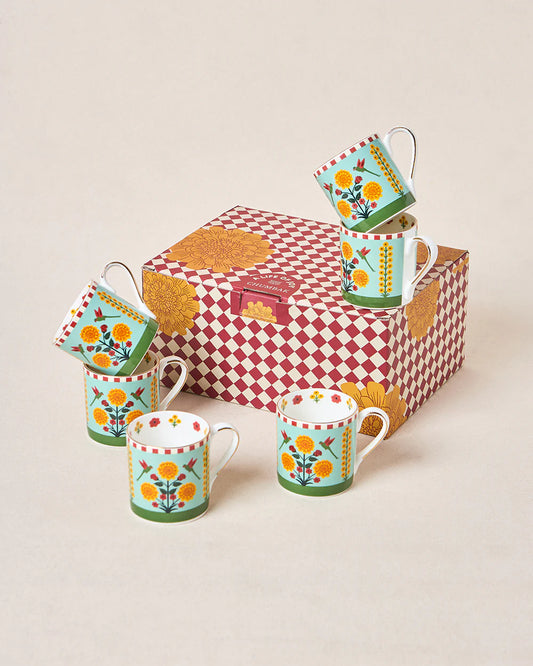Rani Bagh Mugs Gift Set - Set of 6, 220 ml | Palace Memoirs