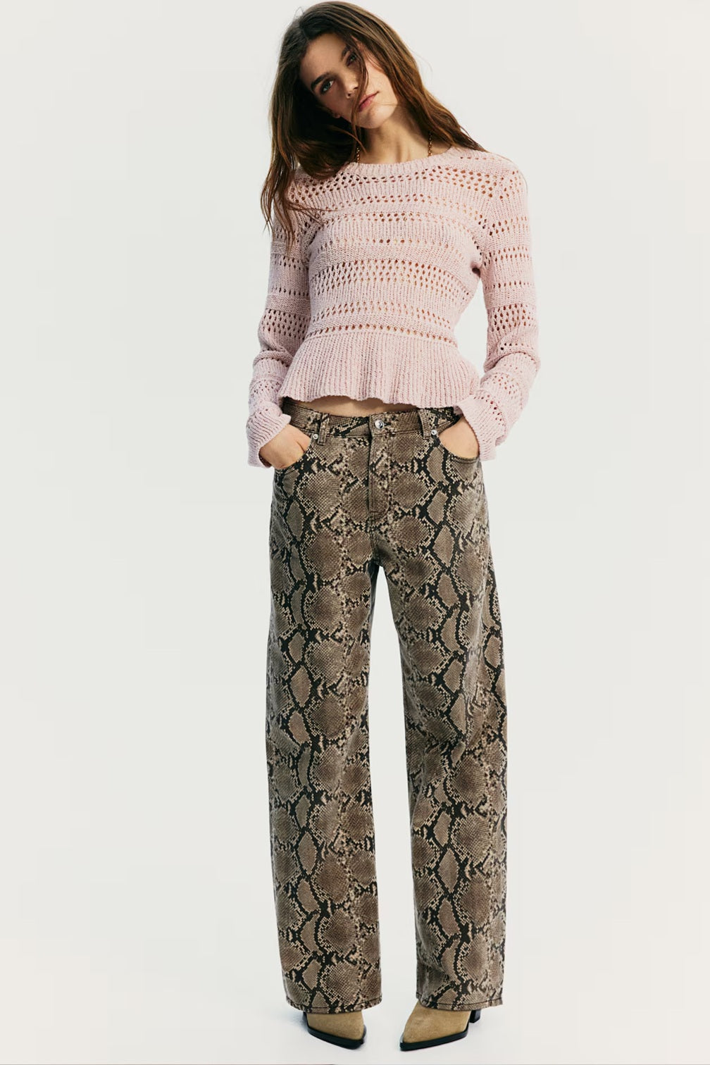 H&M Pointelle-Knit Peplum Jumper
