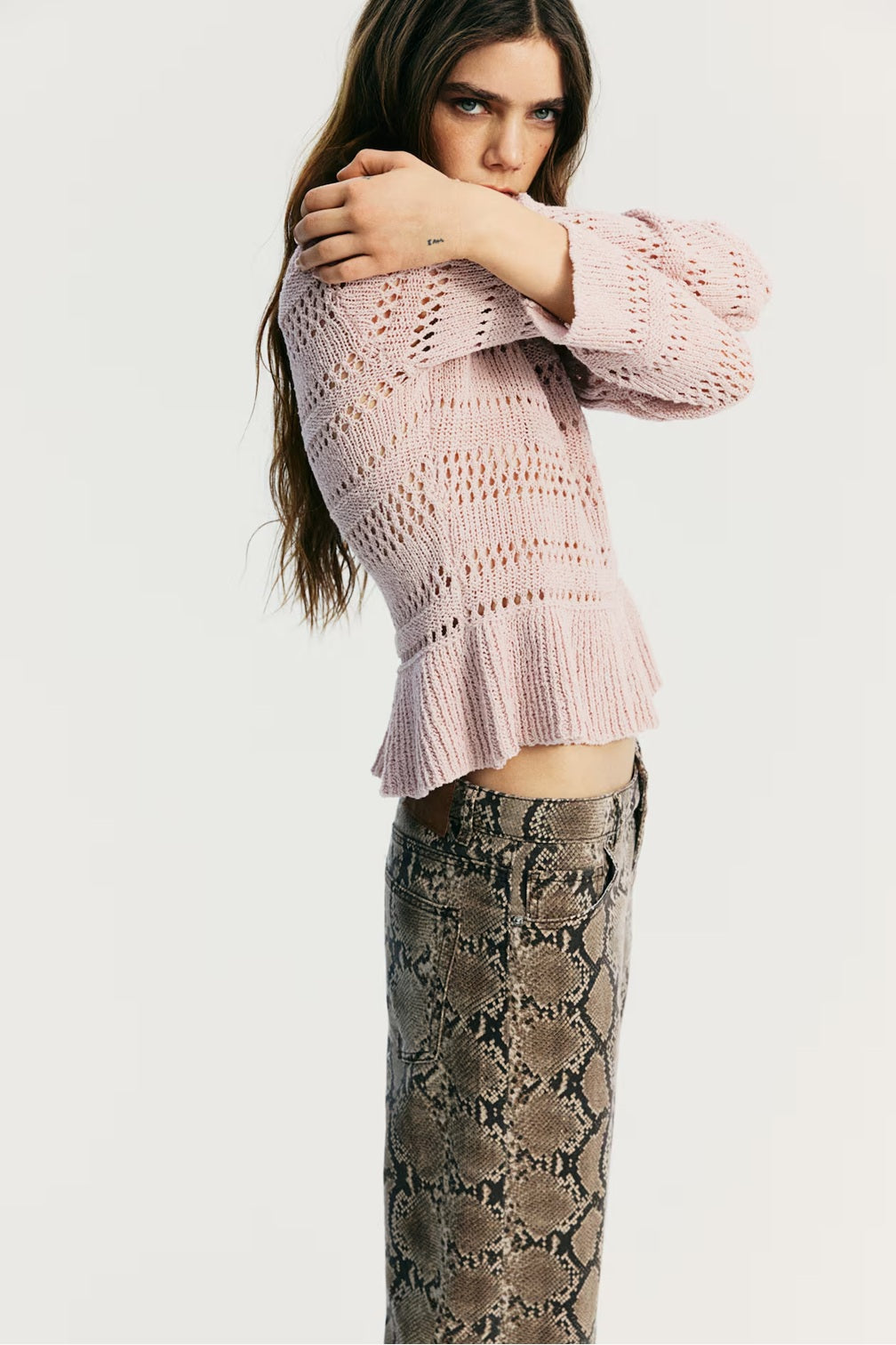 H&M Pointelle-Knit Peplum Jumper