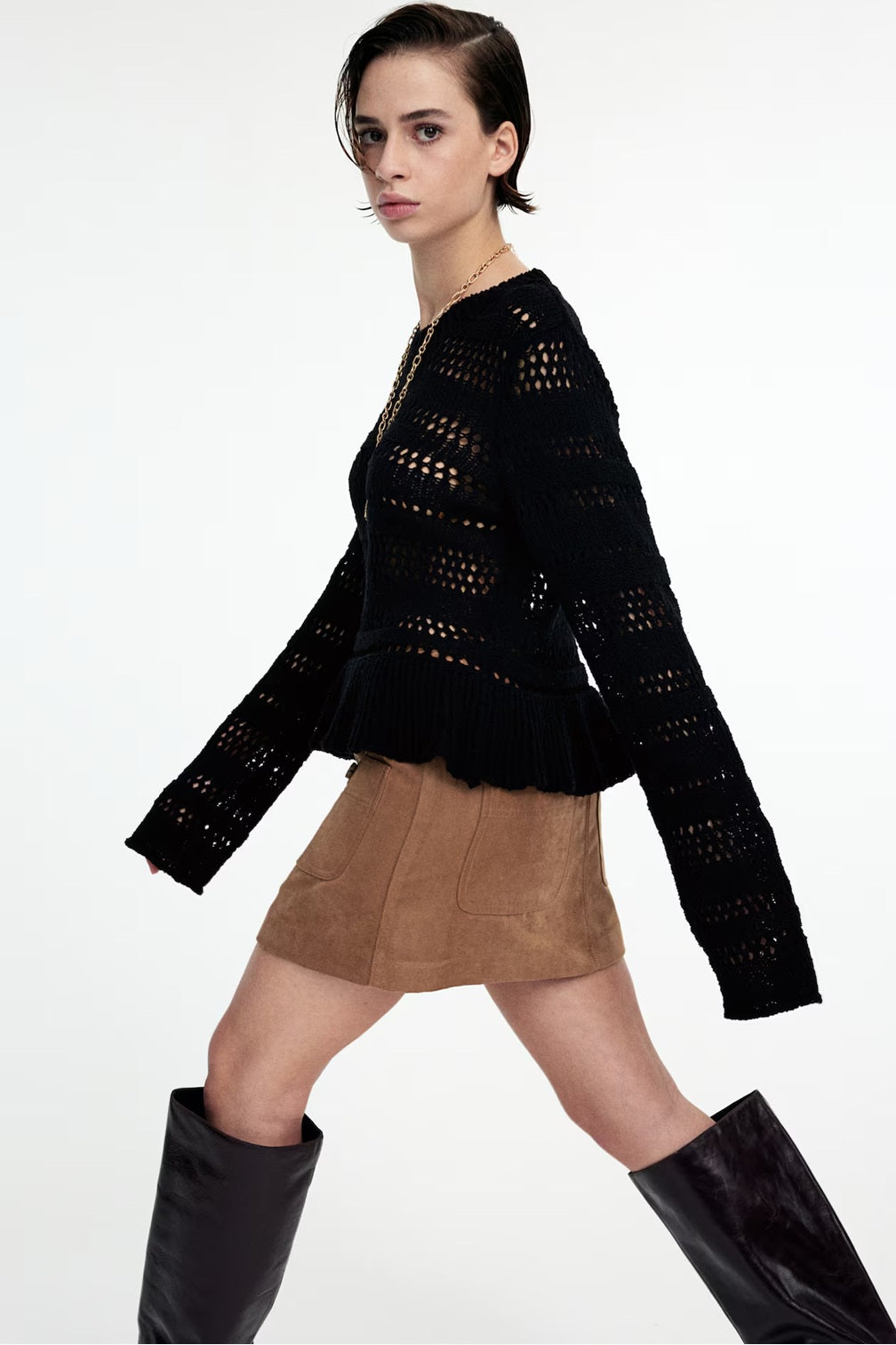 H&M Pointelle-Knit Peplum Jumper