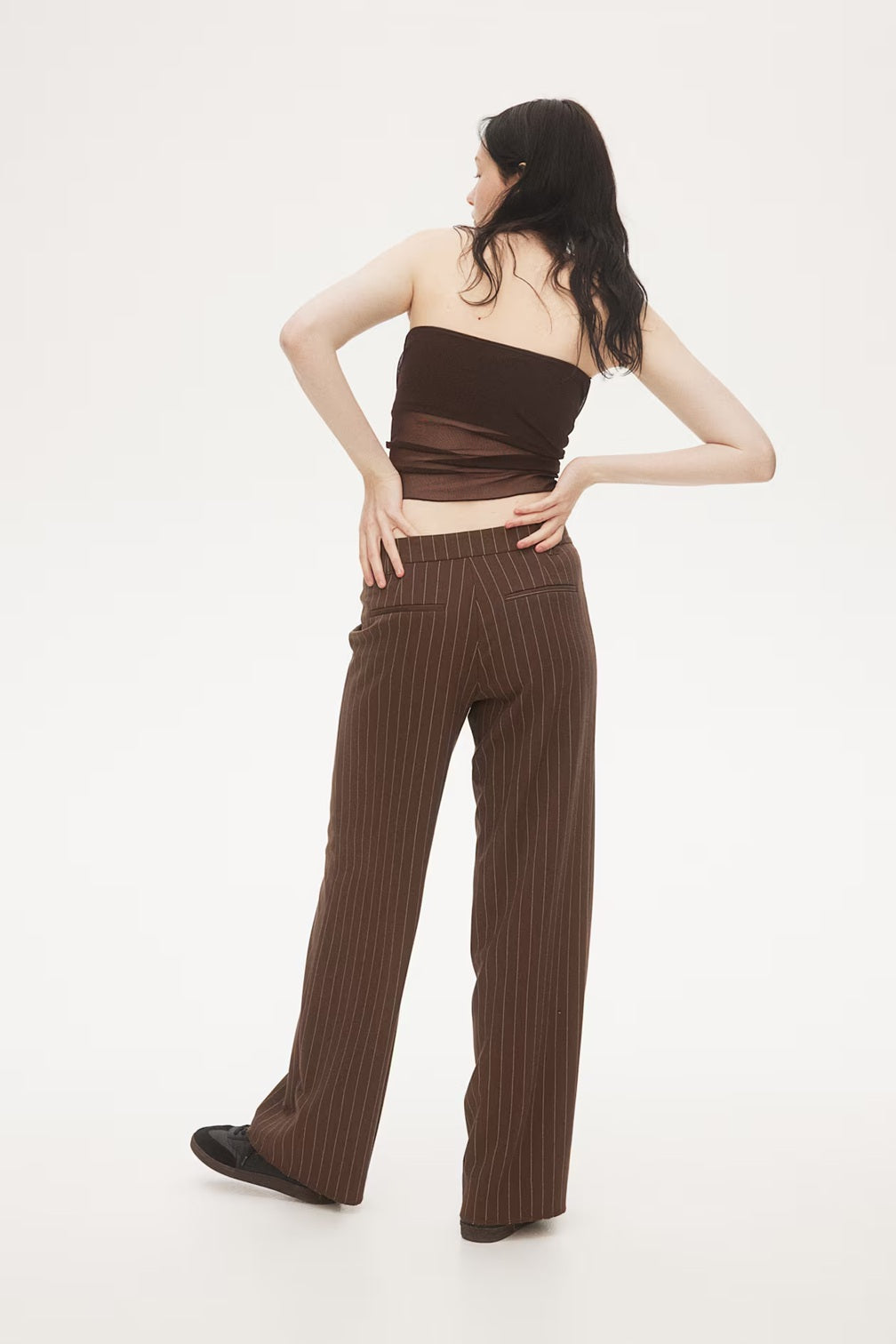 H&M Wide Tailored Trousers - Pinstripped