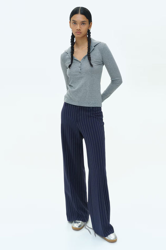 H&M Wide Tailored Trousers - Pinstripped